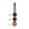 Sterling Silver Antiqued w/14k 3-stone w/Diamond Mothers Pendant Semi-Mount