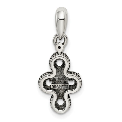 Sterling Silver Antiqued w/14k 4-stone w/Diamond Mothers Pendant Semi-Mount