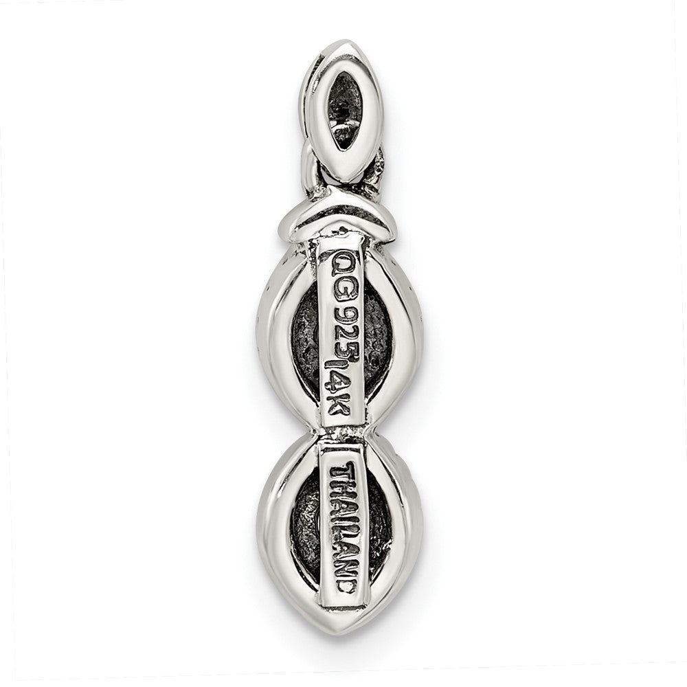 Sterling Silver Antiqued w/14k 2-stone w/Diamond Mothers Pendant Semi-Mount