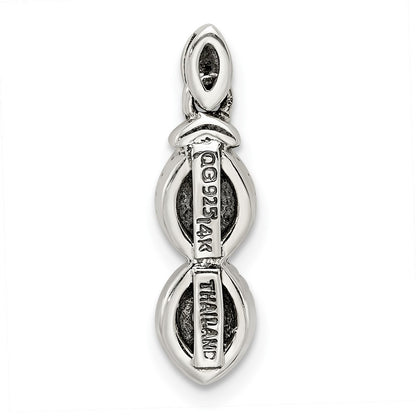 Sterling Silver Antiqued w/14k 2-stone w/Diamond Mothers Pendant Semi-Mount