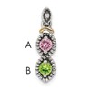 Sterling Silver Antiqued w/14k 2-stone w/Diamond Mothers Pendant Semi-Mount