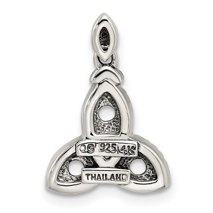 Sterling Silver Antiqued w/14k 3-stone w/Diamond Mothers Pendant Semi-Mount