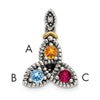 Sterling Silver Antiqued w/14k 3-stone w/Diamond Mothers Pendant Semi-Mount