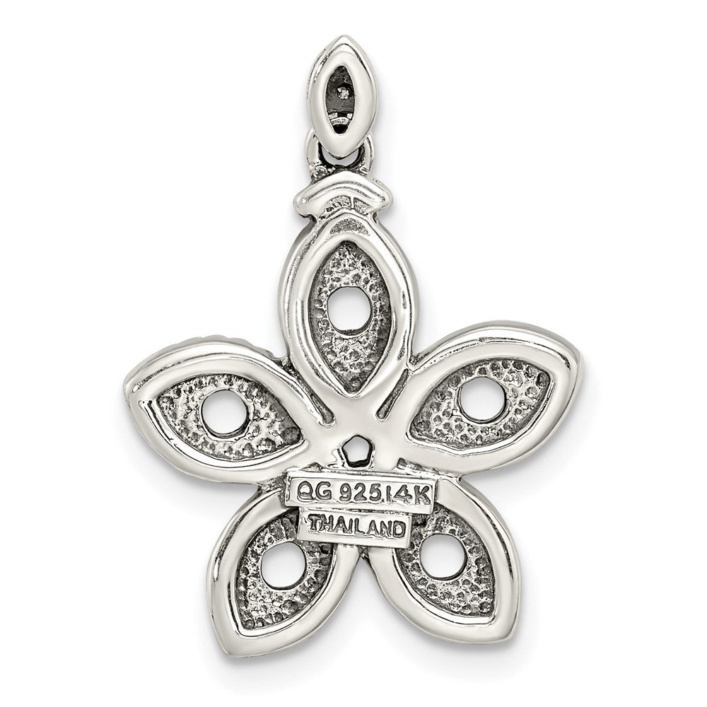 Sterling Silver Antiqued w/14k 5-stone w/Diamond Mothers Pendant Semi-Mount