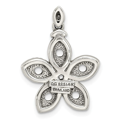Sterling Silver Antiqued w/14k 5-stone w/Diamond Mothers Pendant Semi-Mount
