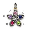 Sterling Silver Antiqued w/14k 5-stone w/Diamond Mothers Pendant Semi-Mount