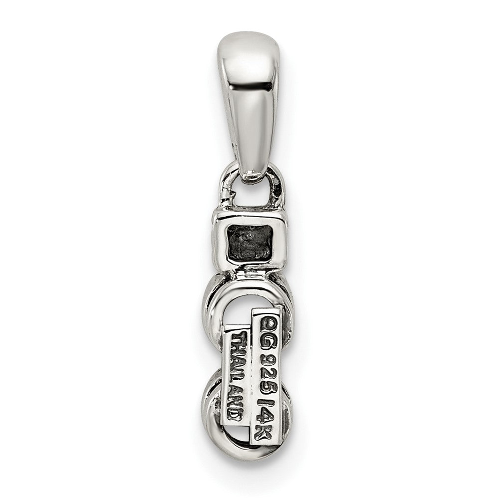 Sterling Silver Antiqued w/14k 3-stone w/Diamond Mothers Pendant Semi-Mount