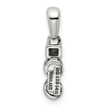 Sterling Silver Antiqued w/14k 3-stone w/Diamond Mothers Pendant Semi-Mount