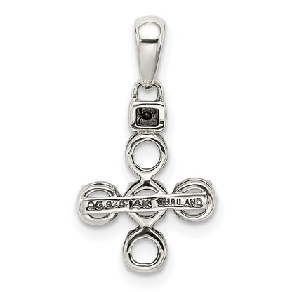 Sterling Silver Antiqued w/14k 5-stone w/Diamond Mothers Pendant Semi-Mount