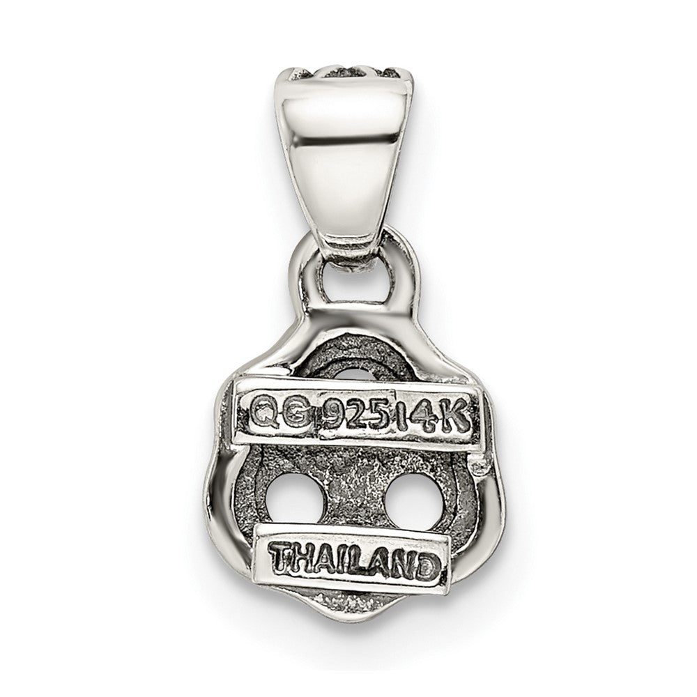 Sterling Silver Antiqued w/14k 3-stone w/Diamond Mothers Pendant Semi-Mount