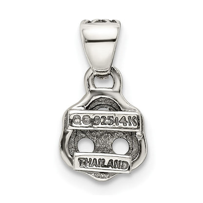 Sterling Silver Antiqued w/14k 3-stone w/Diamond Mothers Pendant Semi-Mount