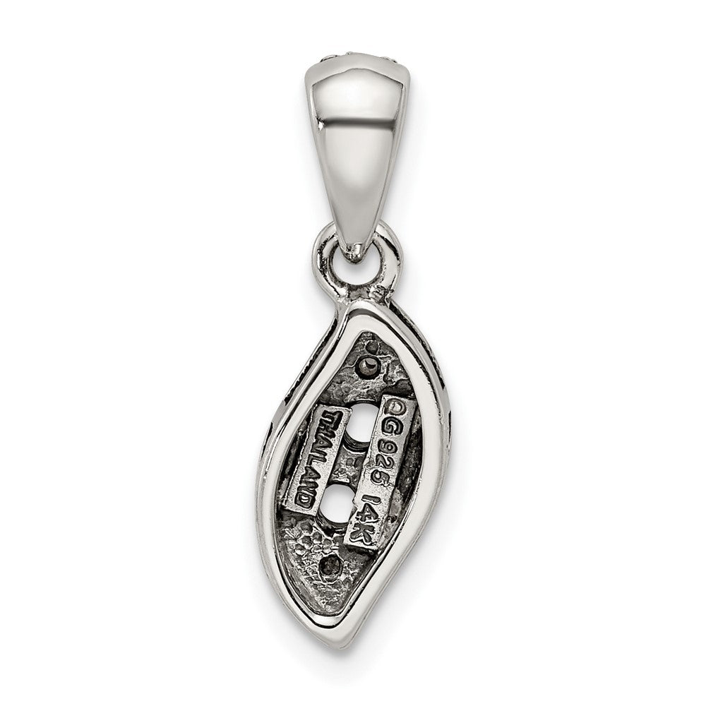 Sterling Silver Antiqued w/14k 2-stone w/Diamond Mothers Pendant Semi-Mount
