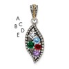 Sterling Silver Antiqued w/14k 5-stone w/Diamond Mothers Pendant Semi-Mount