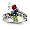 Sterling Silver Antiqued w/14k 3-stone Mother's Ring Mounting