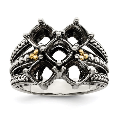 Sterling Silver Antiqued w/14k 5-stone Mother's Ring Mounting