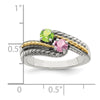 Sterling Silver Antiqued w/14k 2-stone Mother's Ring Mounting