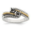 Sterling Silver Antiqued w/14k 2-stone Mother's Ring Mounting