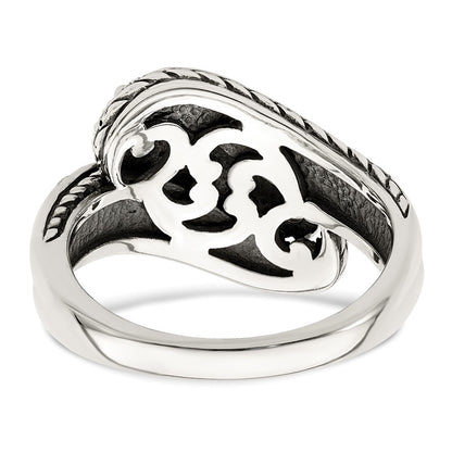 Sterling Silver Antiqued w/14k 4-stone Mother's Ring Mounting
