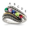 Sterling Silver Antiqued w/14k 5-stone Mother's Ring Mounting