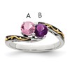 Sterling Silver Antiqued w/14k 2-stone Mother's Ring Mounting