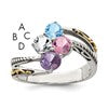 Sterling Silver Antiqued w/14k 4-stone Mother's Ring Mounting