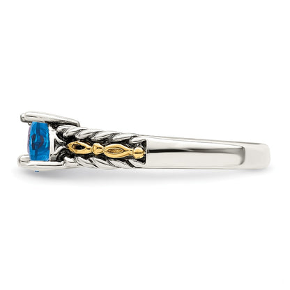Sterling Silver Antiqued w/14k 3-stone Mother's Ring Mounting