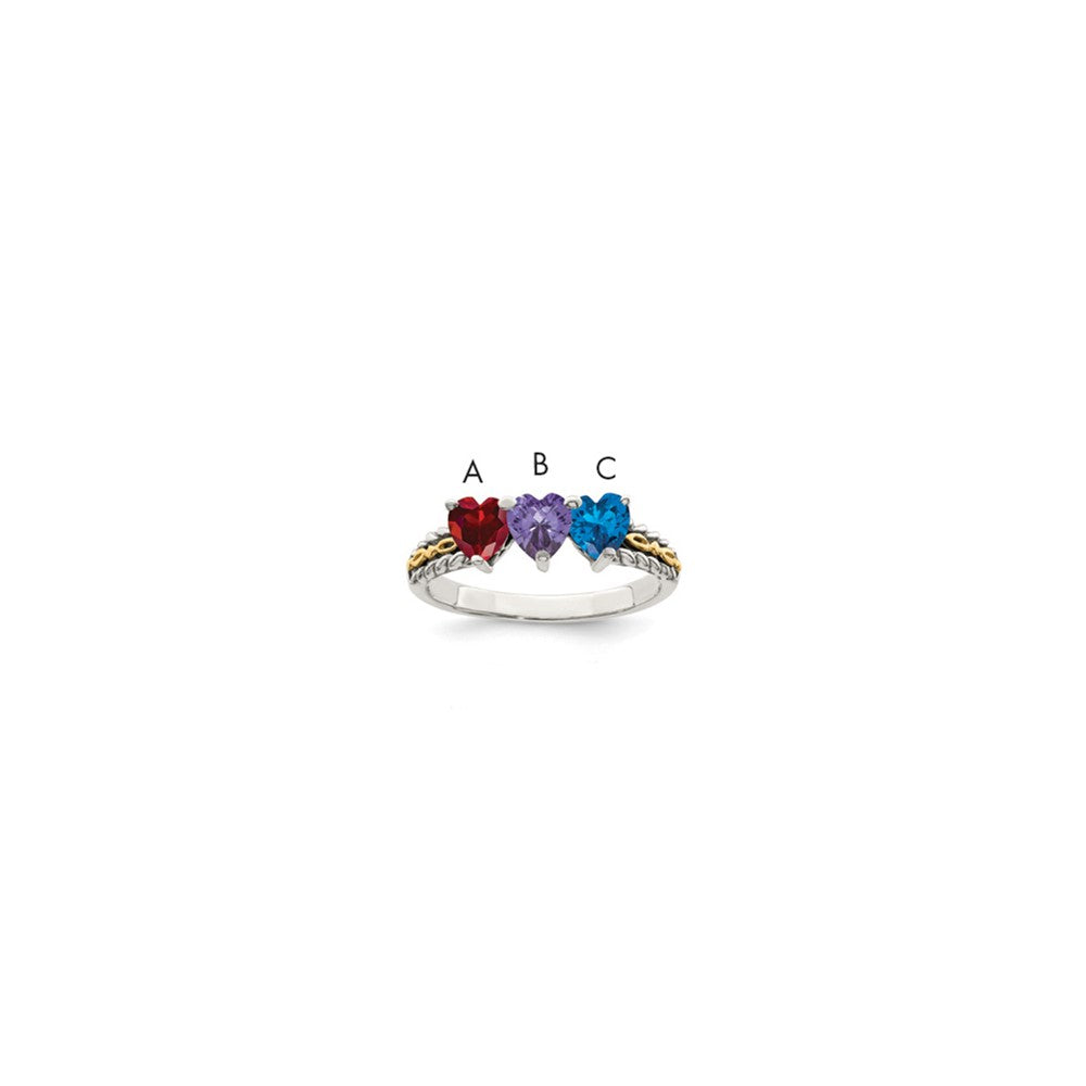 Sterling Silver Antiqued w/14k 3-stone Mother's Ring Mounting