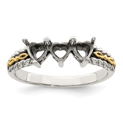 Sterling Silver Antiqued w/14k 3-stone Mother's Ring Mounting