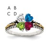 Sterling Silver Antiqued w/14k 4-stone Mother's Ring Mounting