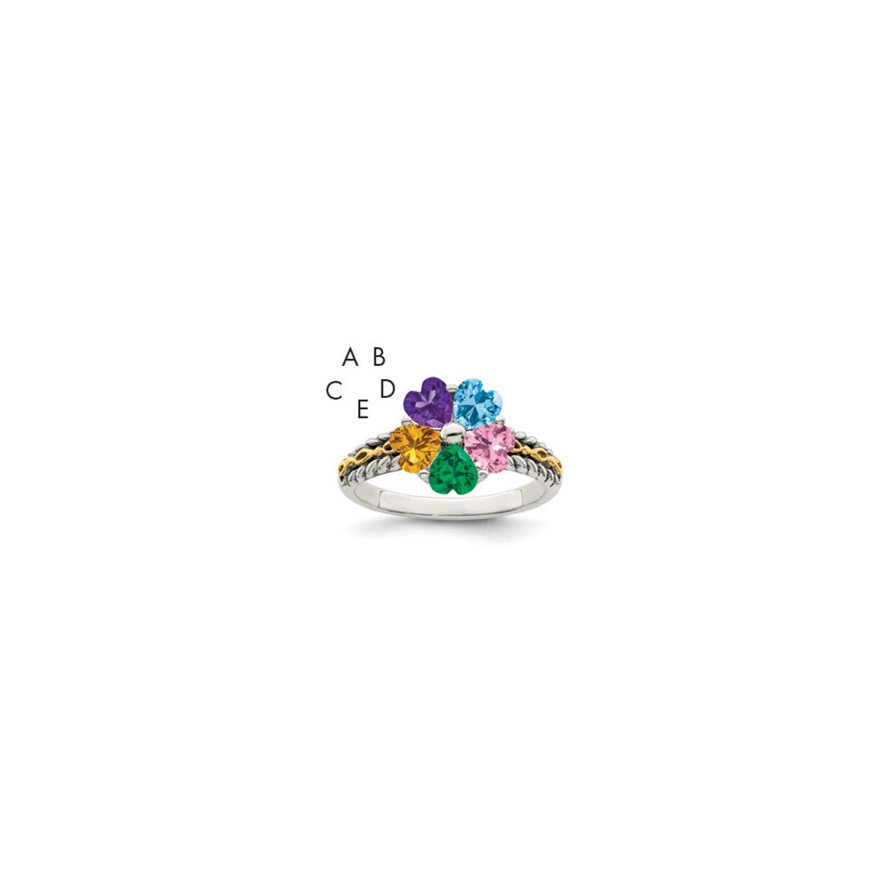 Sterling Silver Antiqued w/14k 2-stone Mother's Ring Mounting