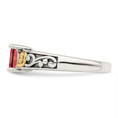 Sterling Silver Antiqued w/14k 2-stone Mother's Ring Mounting
