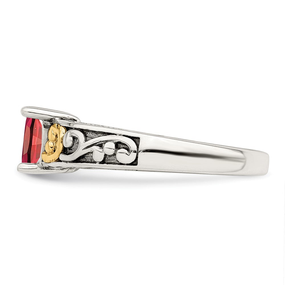 Sterling Silver Antiqued w/14k 2-stone Mother's Ring Mounting