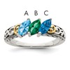 Sterling Silver Antiqued w/14k 3-stone Mother's Ring Mounting