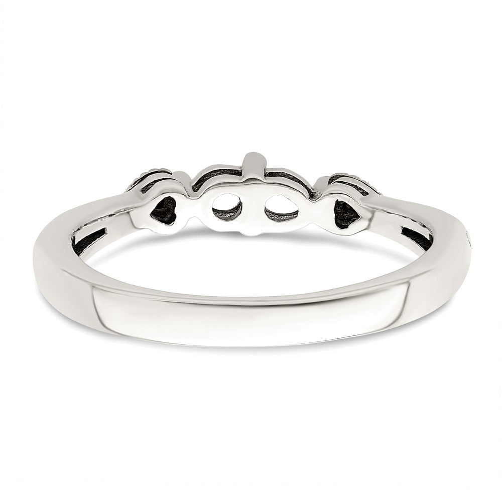 Sterling Silver Antiqued w/14k 2-stone w/Diamond Mother's Semi-Mount Ring
