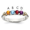 Sterling Silver Antiqued w/14k 4-stone w/Diamond Mother's Semi-Mount Ring