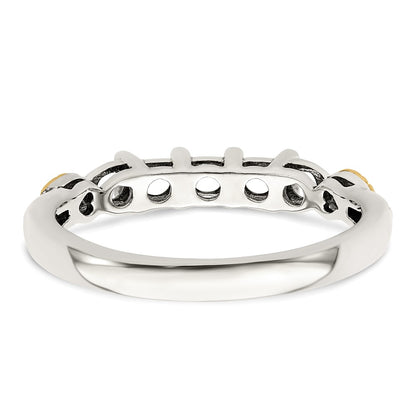 Sterling Silver Antiqued w/14k 5-stone w/Diamond Mother's Semi-Mount Ring