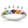 Sterling Silver Antiqued w/14k 5-stone w/Diamond Mother's Semi-Mount Ring