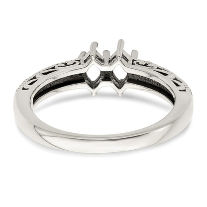 Sterling Silver Antiqued w/14k 2-stone w/Diamond Mother's Ring Semi-Mount