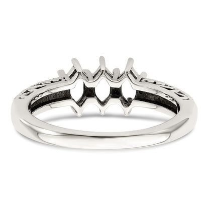 Sterling Silver Antiqued w/14k 3-stone w/Diamond Mother's Ring Semi-Mount
