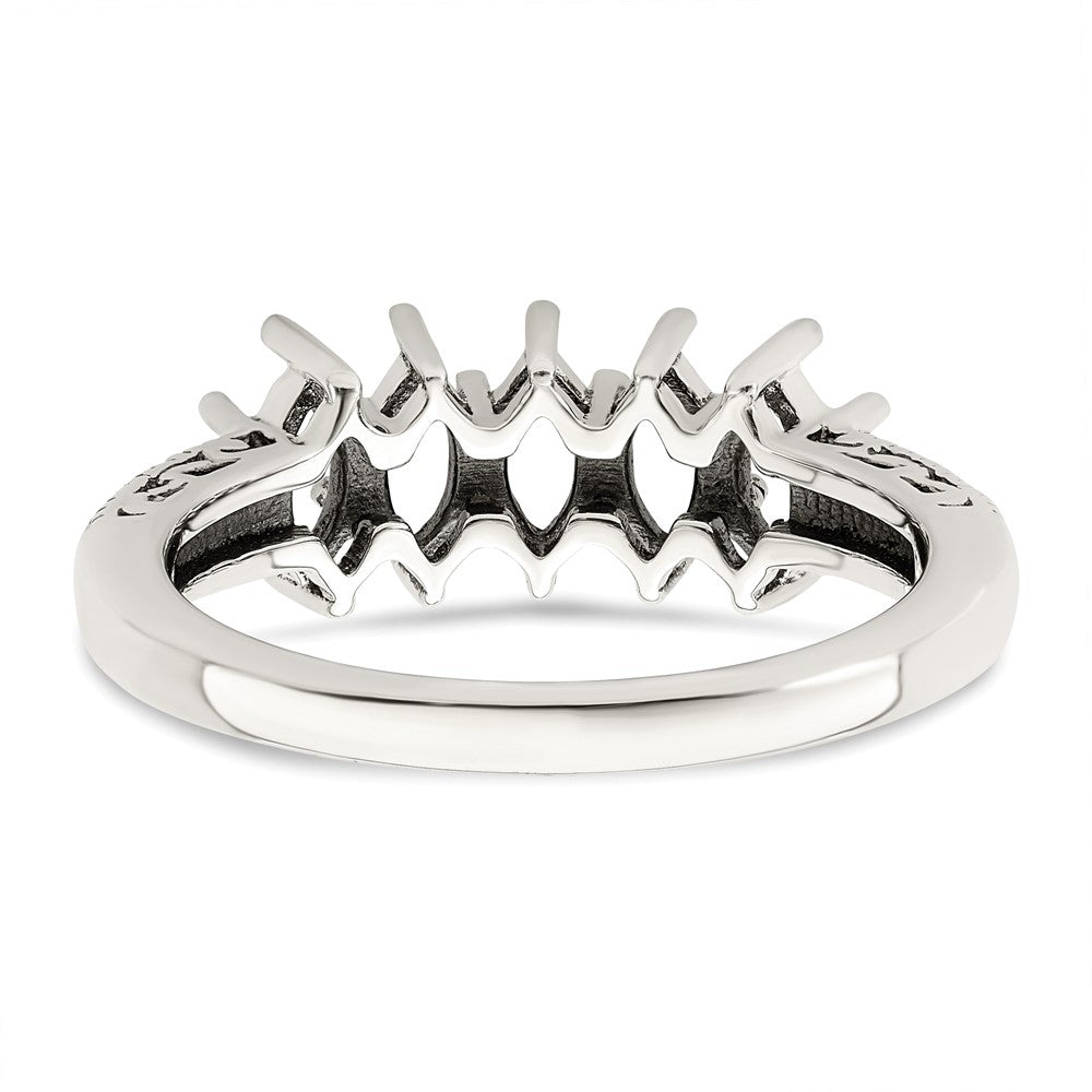 Sterling Silver Antiqued w/14k 5-stone w/Diamond Mother's Ring Semi-Mount
