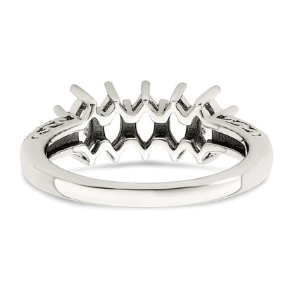 Sterling Silver Antiqued w/14k 5-stone w/Diamond Mother's Ring Semi-Mount