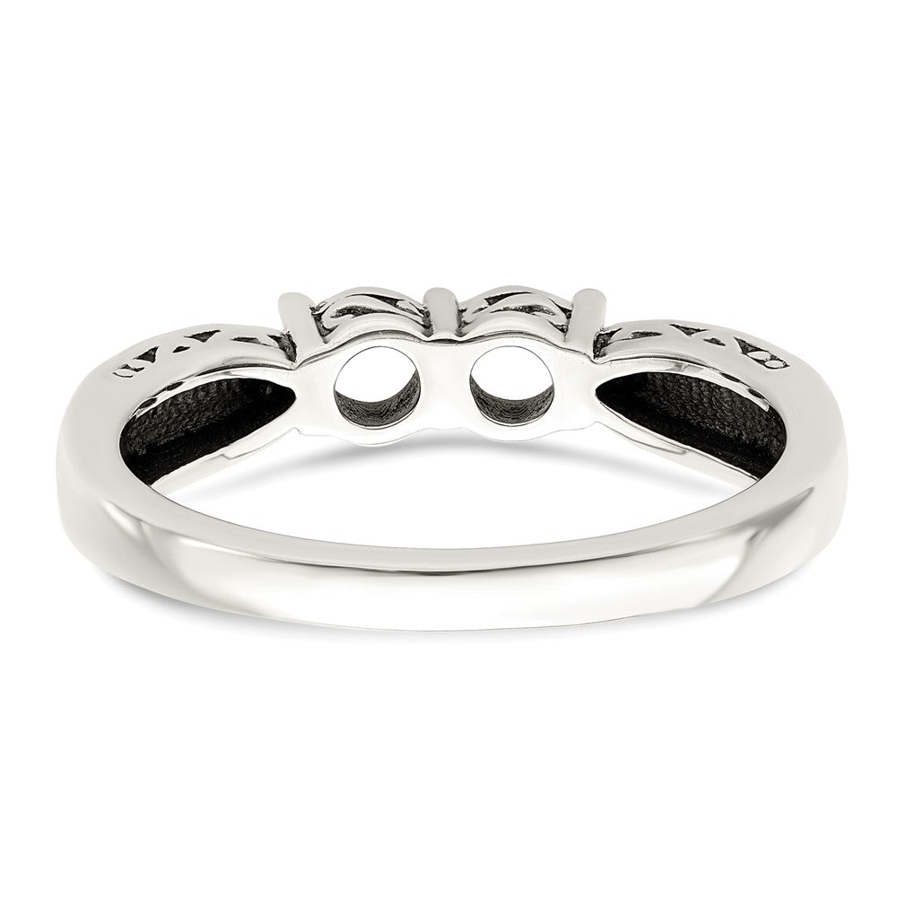 Sterling Silver Antiqued w/14k 2-stone w/Diamond Mother's Ring Semi-Mount