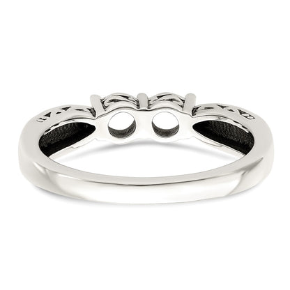 Sterling Silver Antiqued w/14k 2-stone w/Diamond Mother's Ring Semi-Mount