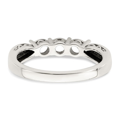 Sterling Silver Antiqued w/14k 3-stone w/Diamond Mother's Ring Semi-Mount