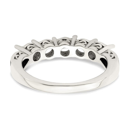 Sterling Silver Antiqued w/14k 5-stone w/Diamond Mother's Ring Semi-Mount