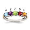 Sterling Silver Antiqued w/14k 5-stone w/Diamond Mother's Ring Semi-Mount