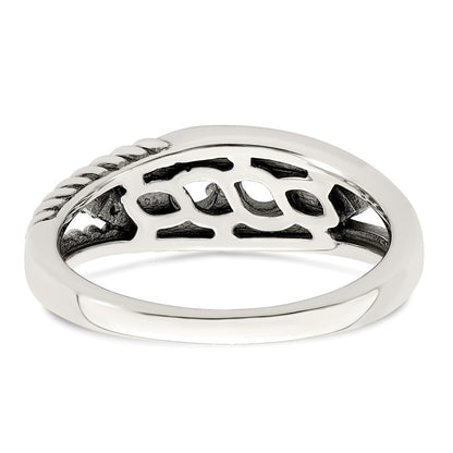 Sterling Silver Antiqued w/14k 2-stone w/Diamond Mother's Ring Semi-Mount