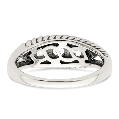 Sterling Silver Antiqued w/14k 3-stone w/Diamond Mother's Ring Semi-Mount