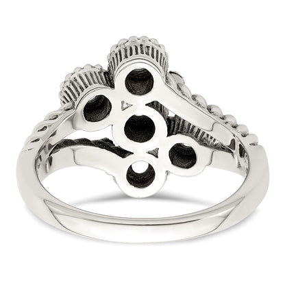 Sterling Silver Antiqued w/14k 5-stone w/Diamond Mother's Ring Semi-Mount