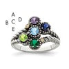 Sterling Silver Antiqued w/14k 5-stone w/Diamond Mother's Ring Semi-Mount